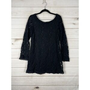 Fire Los Angeles Lace Shift Dress Medium Black Floral Lined Party Witchy Goth